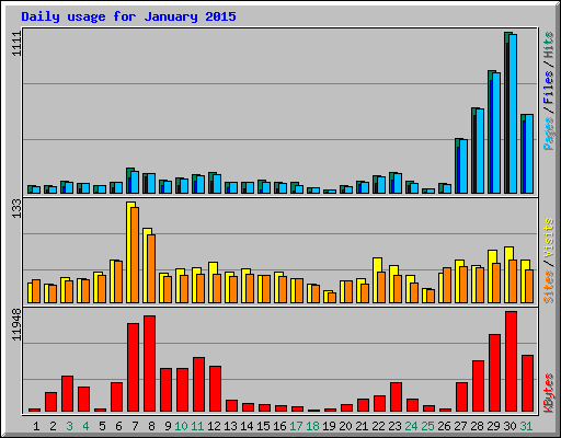 Daily usage for January 2015